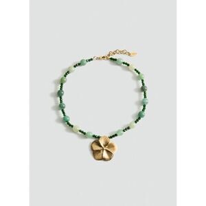 MANGO - Ball necklace with stone flower detail gold - One size - Woman